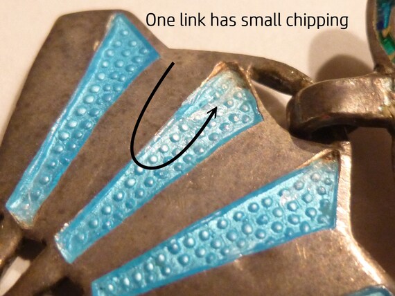 Sterling Silver Bracelet. Pretty Blue Champlevé E… - image 6