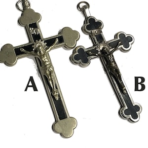 Priced Individually.  Metal & Ebony Wood Pectoral Crucifix , Catholic Vintage Cross. YOU Choose