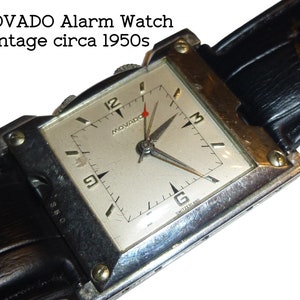 MOVADO Travel Watch with Alarm. No Case. Made into Unique Wrist Watch. Runs / Works. Circa 1950s Swiss Manual Wind. 40mm x 35mm