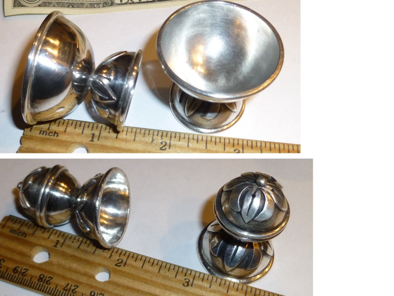 Victoria Taxco Vintage Sterling Salt Dish & Pepper Shaker. TWO SETS. All Marked. Vintage 1940s. Ana Brilianti Mexico. Circa 1950s. 118grams image 8