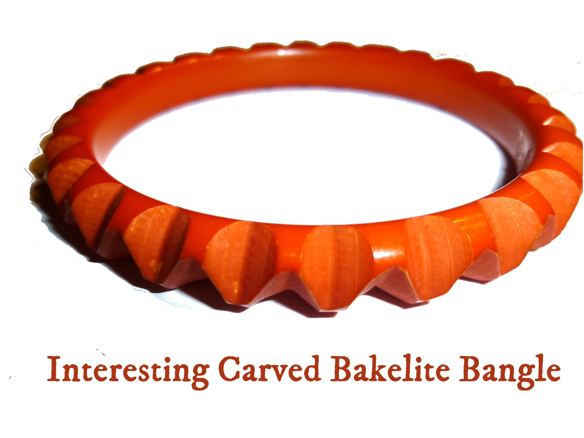 BAKELITE butterscotch beautifully carved leaves bangle - Morning Glory  Jewelry & Antiques