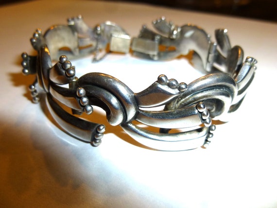 Margot de Taxco Sterling Silver Bracelet. Signed.… - image 5