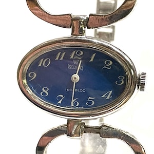 Works VTG Precimax Automatic Swiss 21J Ladies Watch Fancy Blue Stretch Band 26mm Works VTG Precimax Automatic Swiss 21J Ladies Watch Fancy  main image 3