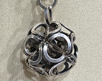Brutalist Kupittaan Kulta Oy Finland Sterling Silver Pendant. London Import Marks 1961.