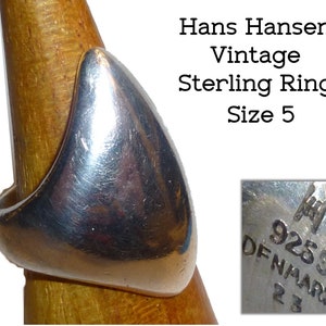 Hans Hansen Vintage Sterling Ring Design #23. Made in Denmark. Danish Modernist Biomorphic Design Size 5.