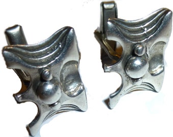 Modernist Cufflinks. Sterling Silver. Killer Design. Vintage Abstract Cuff Links