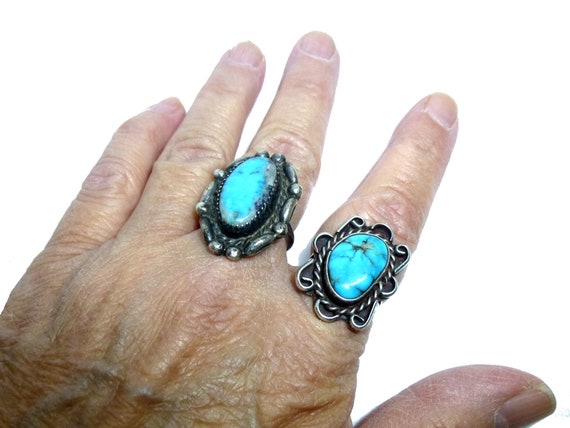 Vintage Silver Handmade Turquoise Ring. American … - image 2