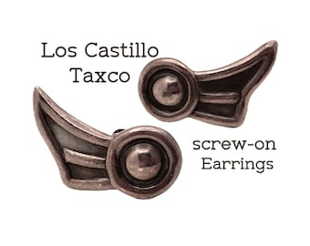 Vintage Los Castillo Sterling Silver Screw-On Earrings, Taxco Mexican Design