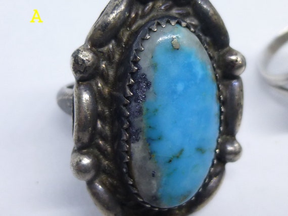 Vintage Silver Handmade Turquoise Ring. American … - image 8