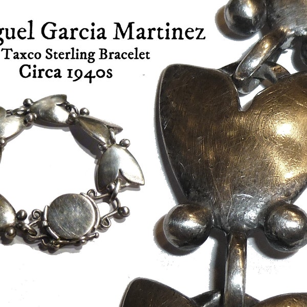 Miguel Garcia Martinez Vintage Taxco Sterling Silver Bracelet. Beautiful Design. Circa 1940s