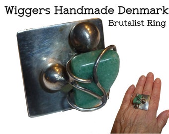 Vintage 1960s Brutalist Ring Marked "Wiggers Handmade Denmark". Avant-Garde Huge Ring.