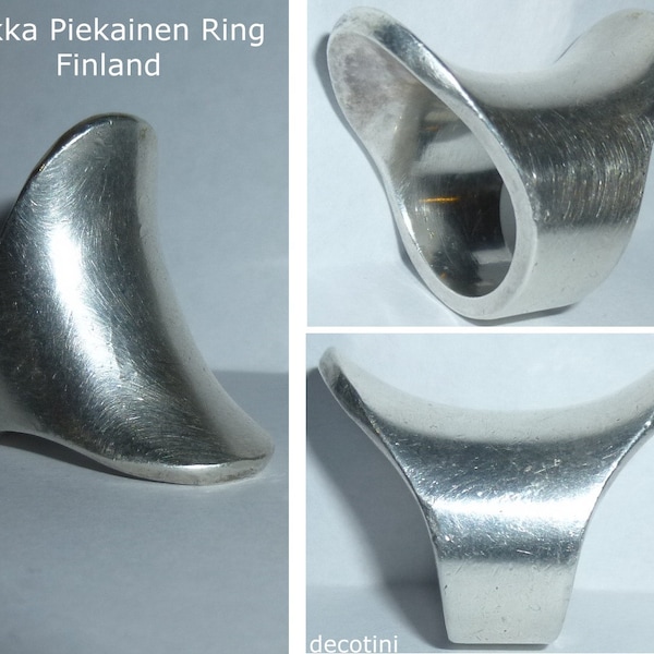 RING - Pekka Piekainen Finland Sterling Modernist Vintage. Jewelry as Art. Organic Saddle Shape. HEAVY Size 6.5. Auran Kultaseppä Oy 1975