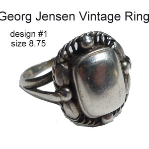 Vintage Danish Georg Jensen Sterling Silver Ring. Design #1. Made in Denmark Size 8.75