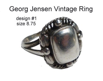 Vintage Danish Georg Jensen Sterling Silver Ring. Design #1. Made in DenmarkSize 8.75