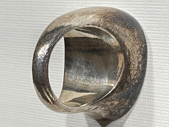 Bold Textured Sterling Silver Ring with Blue Topa… - image 7