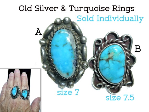 Vintage Silver Handmade Turquoise Ring. American … - image 1