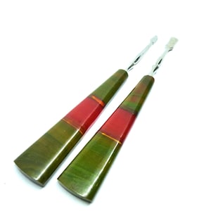 Two Triple Laminated Bakelite Handled Manicure Impliments. Made in Germany. Gorgeous Tested Authentic Bakelite. 3 Colors