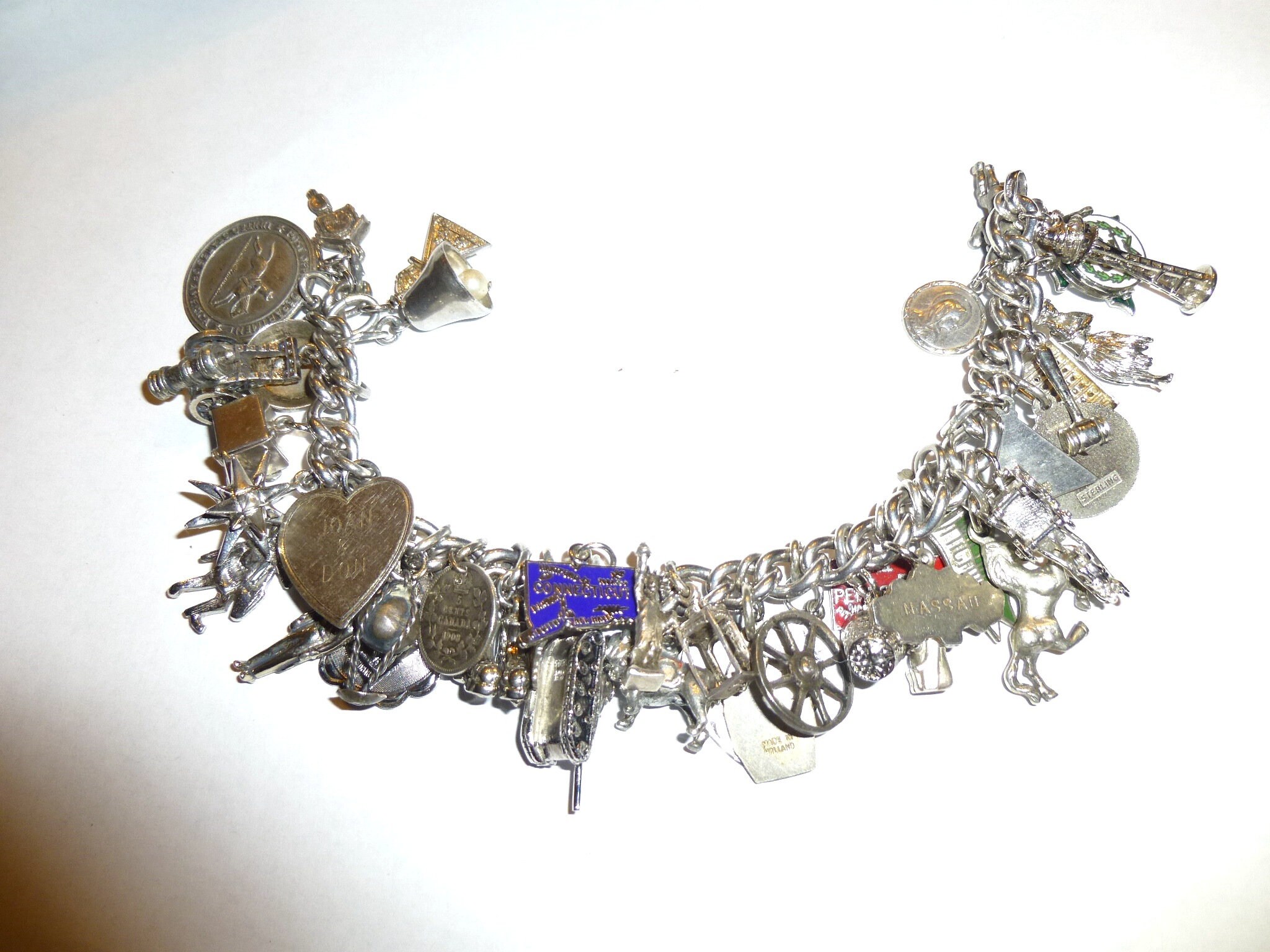 Vintage Charm Bracelet / Loaded with 44 Charms / Most Date