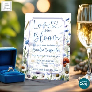 Invitation Bridal Shower Editable Template Wildflower Bridal Shower Invite Downloadable Love in Bloom Flower Bridal Shower Boho Floral Evite