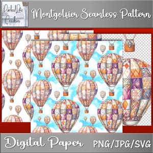 Nahtloses Heißluftballonmuster, wiederholbare Muster, digital druckbare Papiere, Stoffdesigns, digitale ClipArt, digital herunterladbar