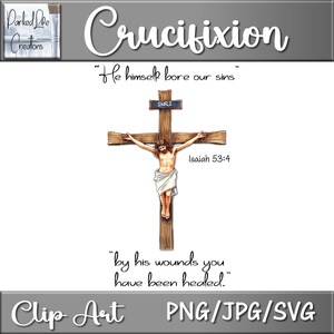 Jesus am Kreuz mit Bibelvers, religiöser digitaler Download, religiöse Ostern Clipart, christliche Clipart, Jesus png, Jesus Illustration