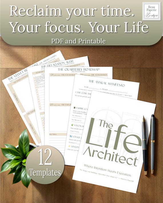 Full Focus Planner Printable PDF Productivity Template Suite for Business Owner GoodNotes iPad Hyperlinked Undated Weekly Organiser Pomodoro