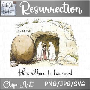Scène de résurrection religieuse avec verset de la Bible, clipart Pâques christianisme, graphiques religieux, sublimation téléchargeable, verset de la Bible png thumbnail