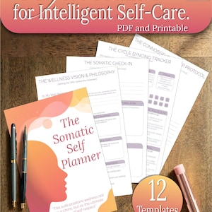 Somatische zelfzorgplanner Afdrukbaar wellnessdagboek Zenuwstelseltracker Periode Cycluslogboek Digitale pdf Gewoontetracker voor vrouwen