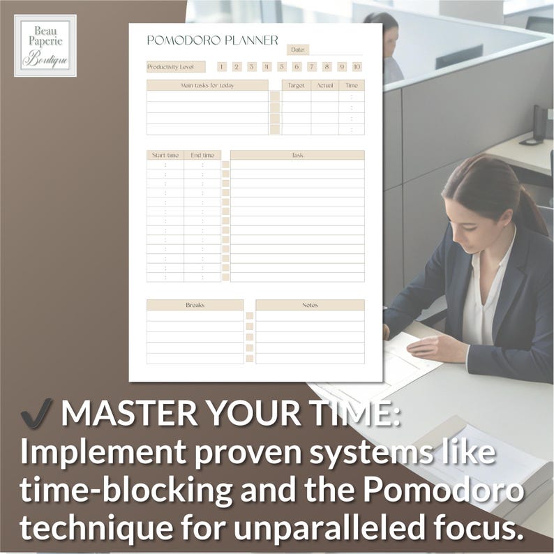 Full Focus Planner Printable PDF Productivity Template Suite for Business Owner GoodNotes iPad Hyperlinked Undated Weekly Organiser Pomodoro image 11