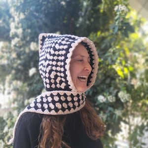 Crochet Scarf,Colorful Granny Square Scoodie,Crochet Balaclava Hood,Handknit Balaclava,Crochet Shawl Hoodie,Gift For,Her,Unisex Hooded Scarf
