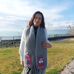 Crochet Kitty Scarf: Handmade Cotton Cat Shawl