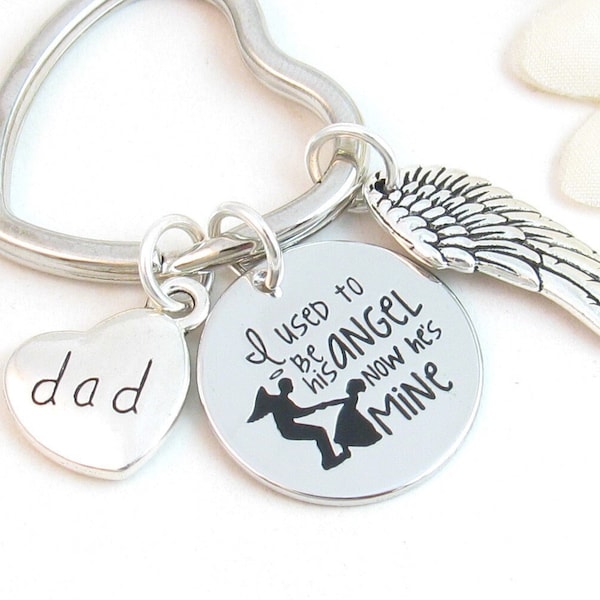 Gift for Loss of Father, Sympathy Bereavement Memorial Gift, Angel Wing Keychain, Remembrance of Dad, Anniversary of Death Loss