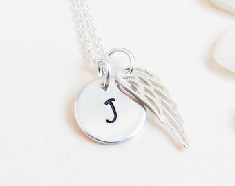 Sterling Silber Engel Flügel Halskette, Trauer Schmuck für Frauen, Sympathie Geschenk Verlust von Mann Sohn Tochter Baby Kind Schwester Bruder Freund