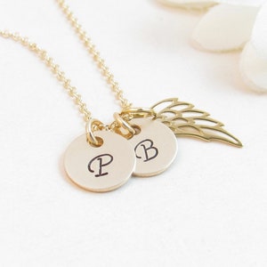 Collar de alas de ángel bañado en oro por la pérdida de dos personas, joya conmemorativa, regalo de condolencias por la pérdida de un esposo, un bebé, un niño, un gemelo, un hijo o una hija.