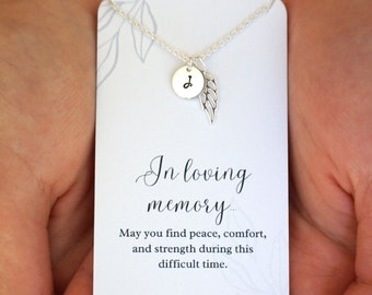 Sterling Silber Engel Flügel Halskette, Gedenkschmuck für Frauen, Sympathie Geschenk für den Verlust von Sohn Ehemann Baby Kind Tochter Bruder Schwester