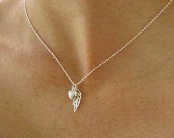 Dainty Sterling Angel Wing Memorial Necklace, Sympathy Gift, Loss of Son Mother Father Mom Dad Husband Baby Miscarriage