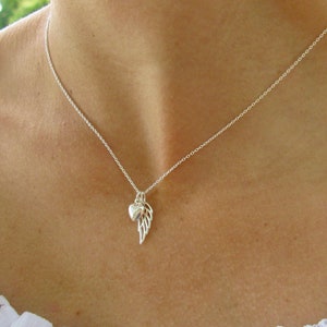 Dainty Sterling Angel Wing Memorial Necklace, Sympathy Gift, Loss of Son Mother Father Mom Dad Husband Baby Miscarriage