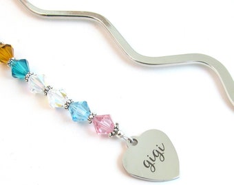 Custom Bookmark for w/ Grandchildren's Birthstones, Mother's Day Gift for Gigi Nana Grandma Mimi Gramma Nonna Grandmother