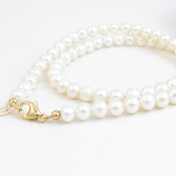 Child Real Pearl Necklace w/ Gold-Filled Clasp, Little Girl Pearl Jewelry, Baby Single Strand Pearl Necklace, 5.5mm