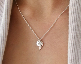 Collana in argento sterling con ali d'angelo, regalo commemorativo per lutto, gioielli per la perdita del figlio marito bambino figlio figlia fratello sorella