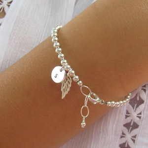 Pulsera de alas de ángel de plata de ley, regalo de condolencia, joyería conmemorativa personalizada, pérdida de esposo, hijo, bebé, niño o hija