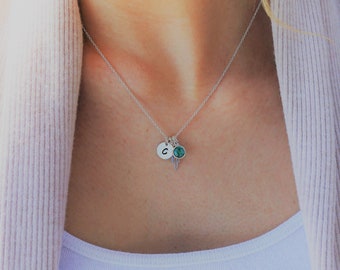 Sterling Angel Wing Necklace w/ Birthstone, Sympathy Bereavement Memorial Gift, Jewelry Loss of Son Daughter Husband Baby Child Friend