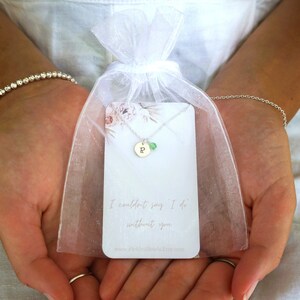 Sterling Silver Initial Necklace for Bridesmaid Flower Girl Maid Matron of Honor, Couldn&#39;t Say I Do Without You, Personalized Jewelry