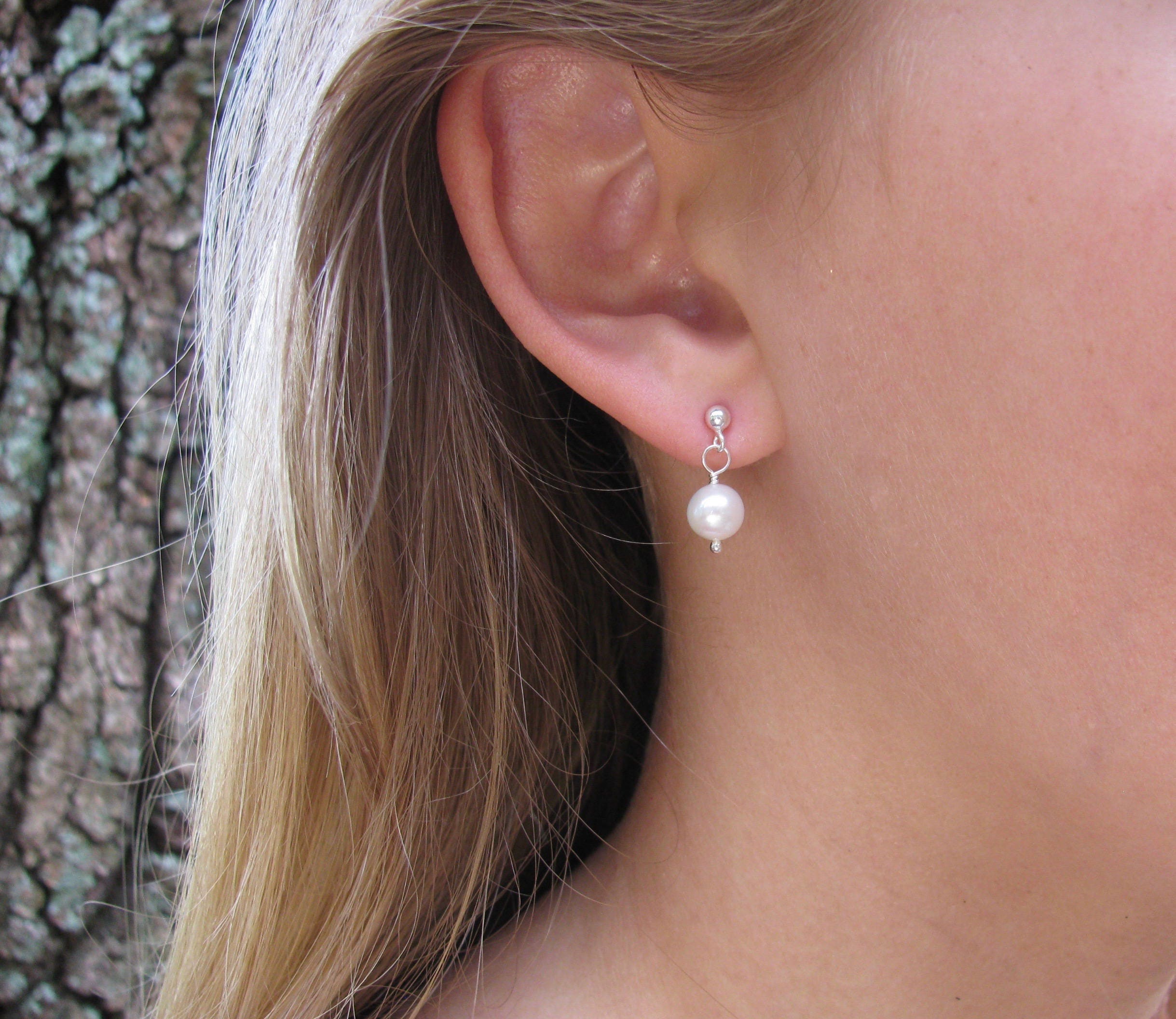 Little Girl Real Pearl Earrings with Sterling Silver Posts Etsy