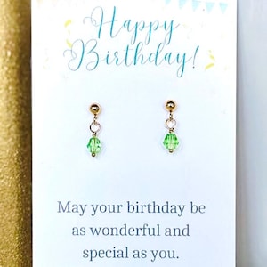 Any Color Gold-Filled Tiny Crystal Dangle Earrings for Child Flower Girl Little Girl, First Dangly Earrings, Birthstone Jewelry, Nickel-free