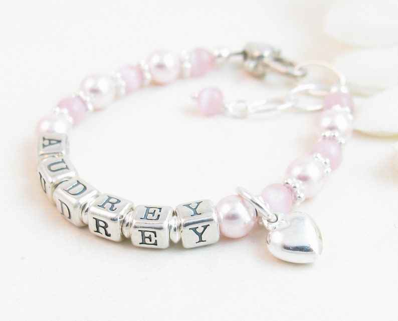 Pink Pearl Name Bracelet for Infant Baby Child Toddler Little Etsy