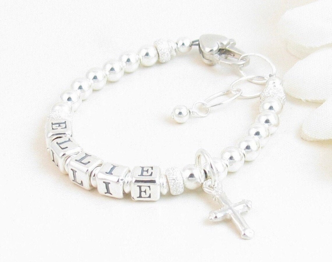 Sterling Silver Beaded Name Bracelet for Child Baby Infant Etsy