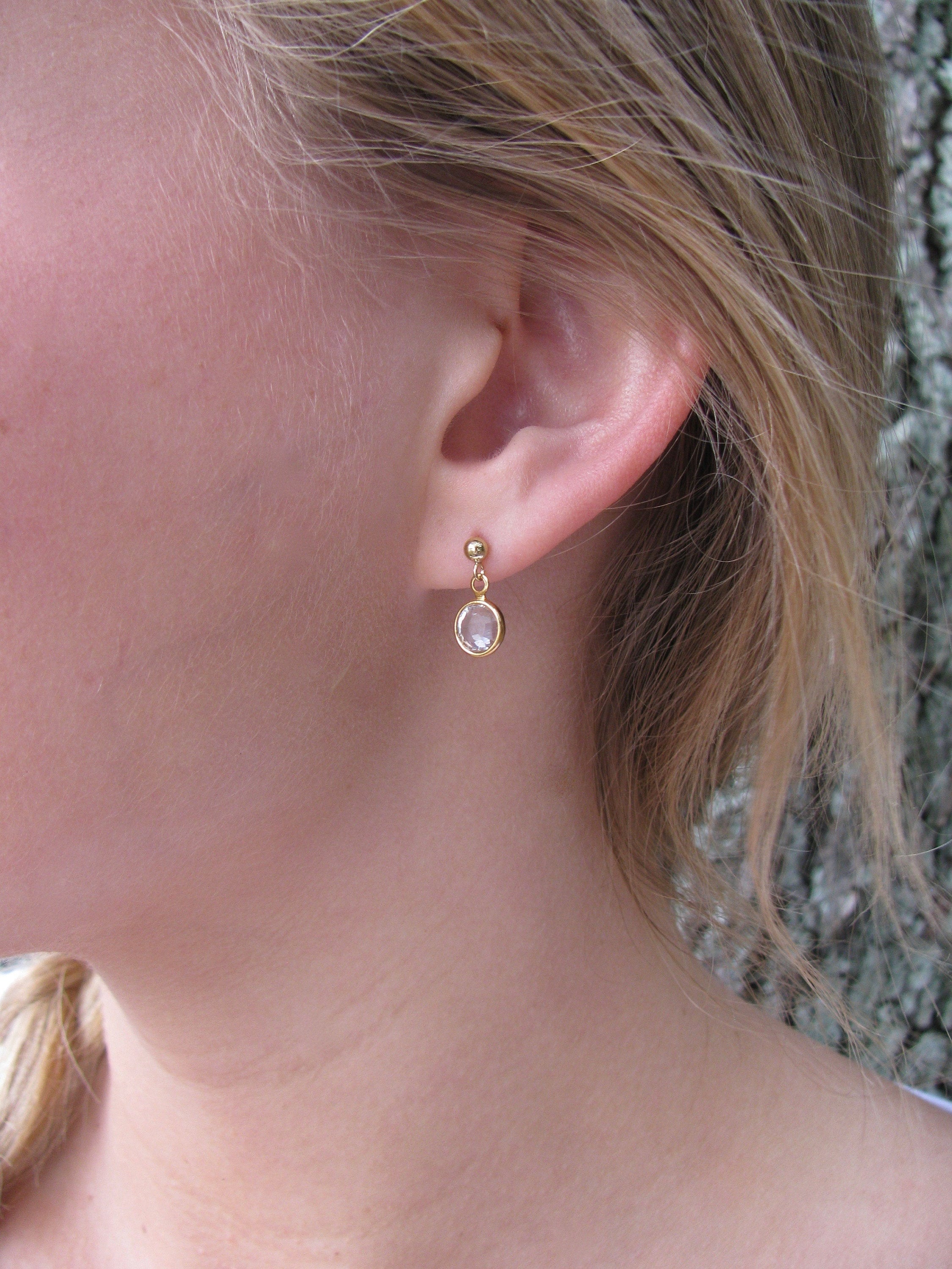 Gold filled Crystal Birthstone Earrings for Little Girl Child