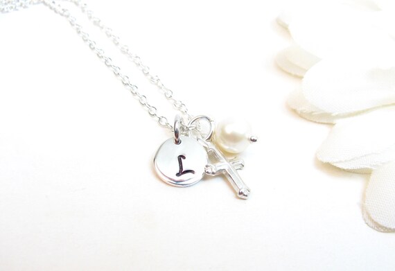 personalized cross necklace girl