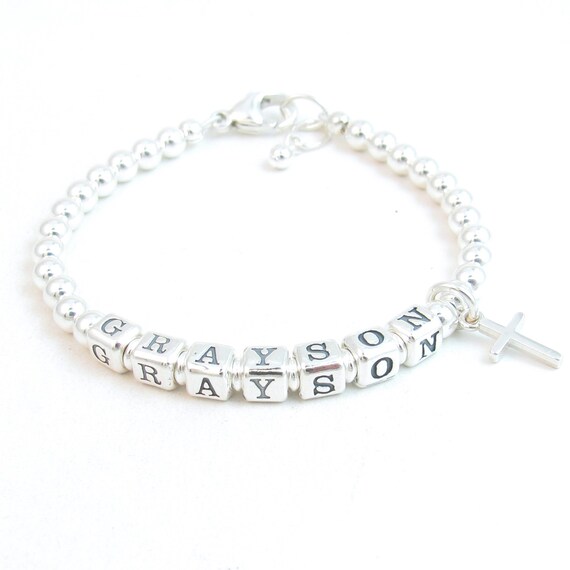 Baby Boy Initial Bracelet for baptism, Christening, blessing, dedication,  and birthday! — Violets & Vows
